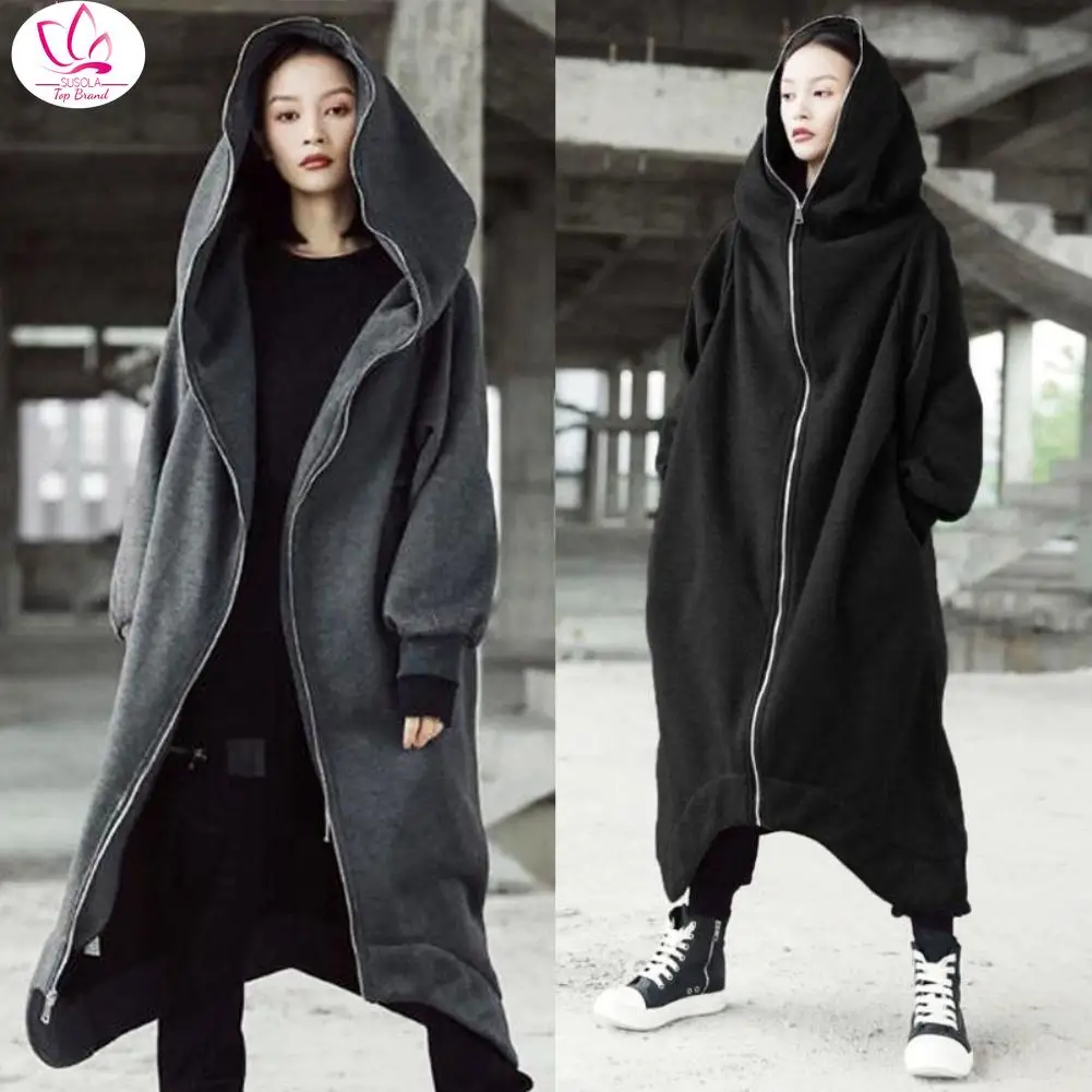M-5XL Ladies Autumn and Winter Solid Color Personality Street Zipper Hooded Long Plus Velvet Sweater Coat
M-5XL Ladies Autumn and Winter Solid Color Personality Street Zipper Hooded Long Plus Velvet Sweater Coat