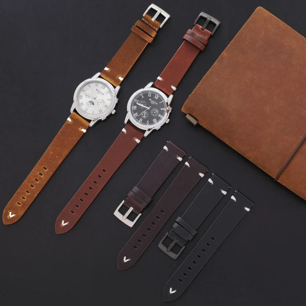 Leather Watchband Black Dark Brown Oil Wax Leather Watch Strap Italian 18mm 20mm 22mm Quick Release Watch Belt Cowhide Handmade
Leather Watchband Black Dark Brown Oil Wax Leather Watch Strap Italian 18mm 20mm 22mm Quick Release Watch Belt Cowhide Handmade