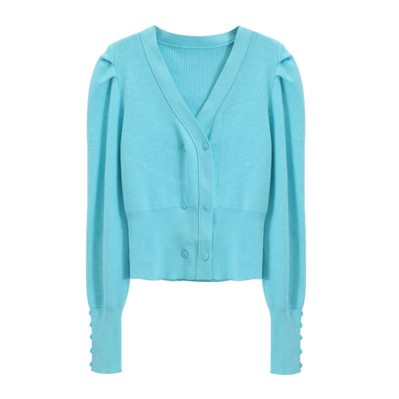 Puff Sleeved Knitted Women Sweater And Cardigan Sweet Style Solid V-Neck Short Empire Female Outwear Coats Tops
Puff Sleeved Knitted Women Sweater And Cardigan Sweet Style Solid V-Neck Short Empire Female Outwear Coats Tops