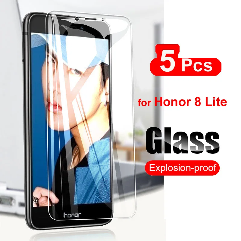 5 шт. Защитное стекло для Huawei Honor 8 Lite закаленное P8 P9 2017 стеклянная пленка телефона