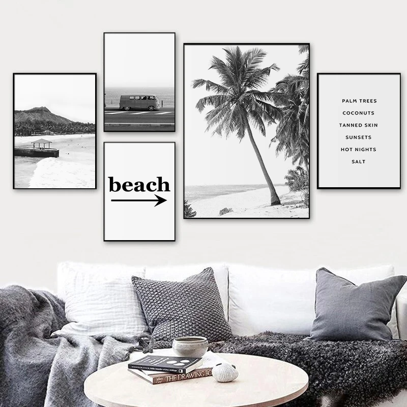 Black and White Seaside Beach Landscape Canvas Painting Palm Tree Bus Poster Print Wall Art Picture for Living Room Home Decor
Black and White Seaside Beach Landscape Canvas Painting Palm Tree Bus Poster Print Wall Art Picture for Living Room Home Decor