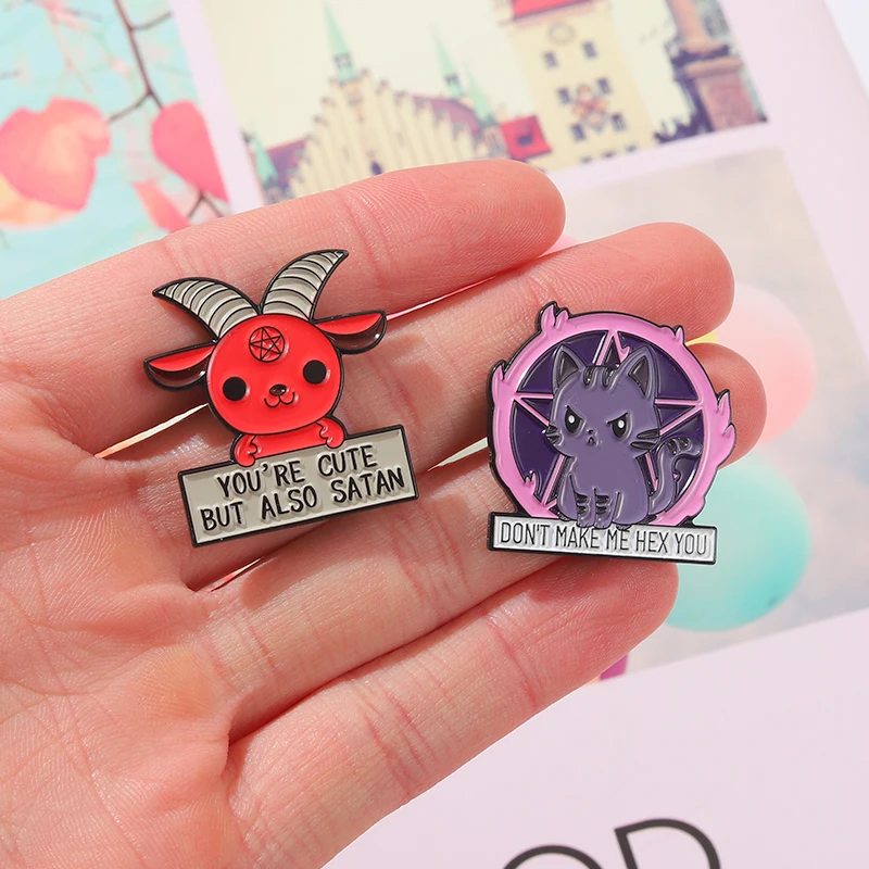 Cute Satan Goat Enamel Pin Pentagram Occult Demon Devil Goat Pagan Magic Gothic Brooches Jewelry Accessories Gifts for Friend
Cute Satan Goat Enamel Pin Pentagram Occult Demon Devil Goat Pagan Magic Gothic Brooches Jewelry Accessories Gifts for Friend
