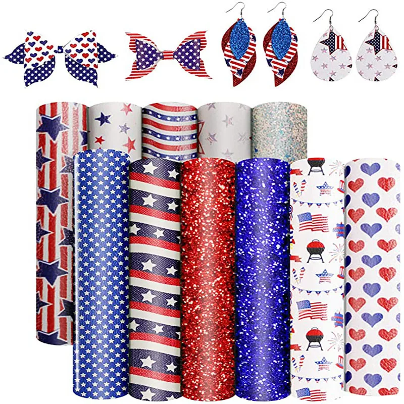 Glitter Faux Leather Sheets Independence Day Printed Eco Synthetic Leather Fabrics for Bows Furnitures DIY Earring Bags Supplies
Glitter Faux Leather Sheets Independence Day Printed Eco Synthetic Leather Fabrics for Bows Furnitures DIY Earring Bags Supplies