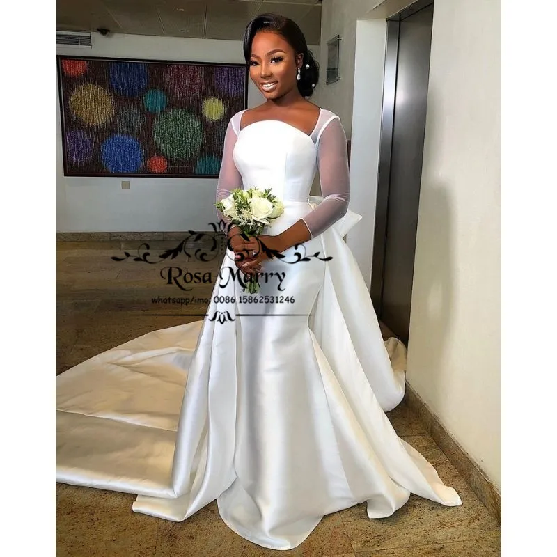 Sexy Plus Size African Mermaid Wedding Bridal Gowns 2021 White Long Sleeves Vestido De Novia Overskirt Nigeria Robe De Mariage
Sexy Plus Size African Mermaid Wedding Bridal Gowns 2021 White Long Sleeves Vestido De Novia Overskirt Nigeria Robe De Mariage