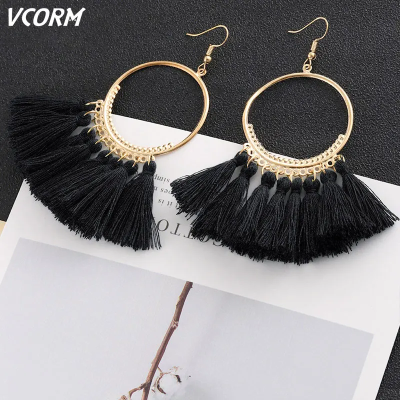 VCORM 10 colors Tassel Earrings For Women Ethnic Big Drop Earrings Bohemia Fashion Jewelry Trendy Cotton Rope Fringe Long Dangle
VCORM 10 colors Tassel Earrings For Women Ethnic Big Drop Earrings Bohemia Fashion Jewelry Trendy Cotton Rope Fringe Long Dangle