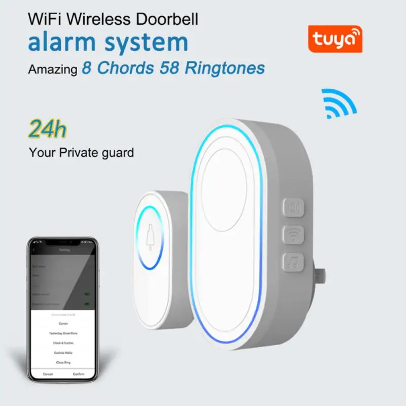 Wifi Doorbell Alarm System Intelligent Wireless Doorbell Strobe Tuya Smartlife App 58 Sound Compatible 433MHz Wireless Detectors
Wifi Doorbell Alarm System Intelligent Wireless Doorbell Strobe Tuya Smartlife App 58 Sound Compatible 433MHz Wireless Detectors