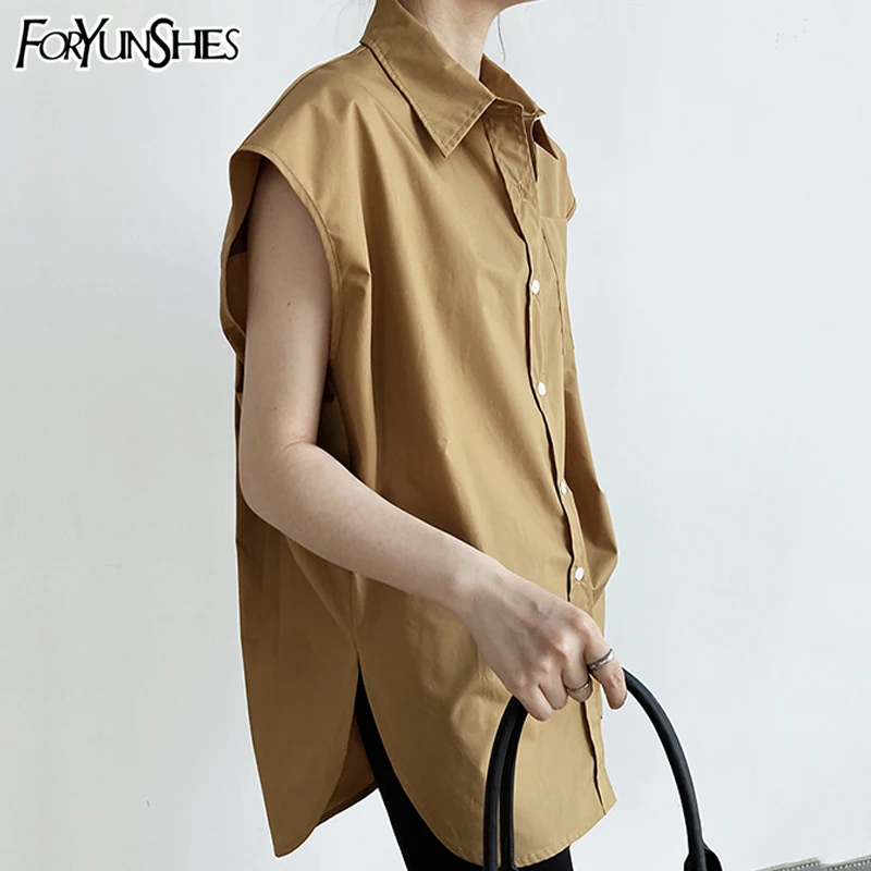 Women Button Up Solid Shirt Elegant Loose Sleeveless Blouse 2021 Summer Korean Vintage Fashion Office Lady Pockets Tops
Women Button Up Solid Shirt Elegant Loose Sleeveless Blouse 2021 Summer Korean Vintage Fashion Office Lady Pockets Tops
