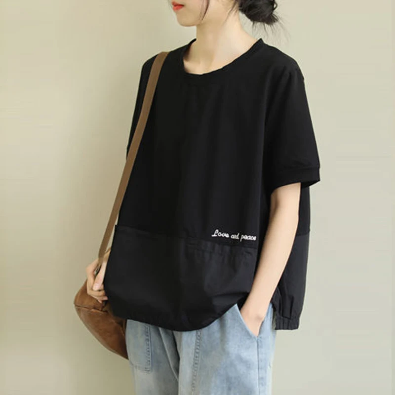 Female Cotton Tops Summer New Fashion Women Half Sleeve O-neck Loose T-shirt All-matched Casual Solid Tee Shirt Plus Size Letter
Female Cotton Tops Summer New Fashion Women Half Sleeve O-neck Loose T-shirt All-matched Casual Solid Tee Shirt Plus Size Letter