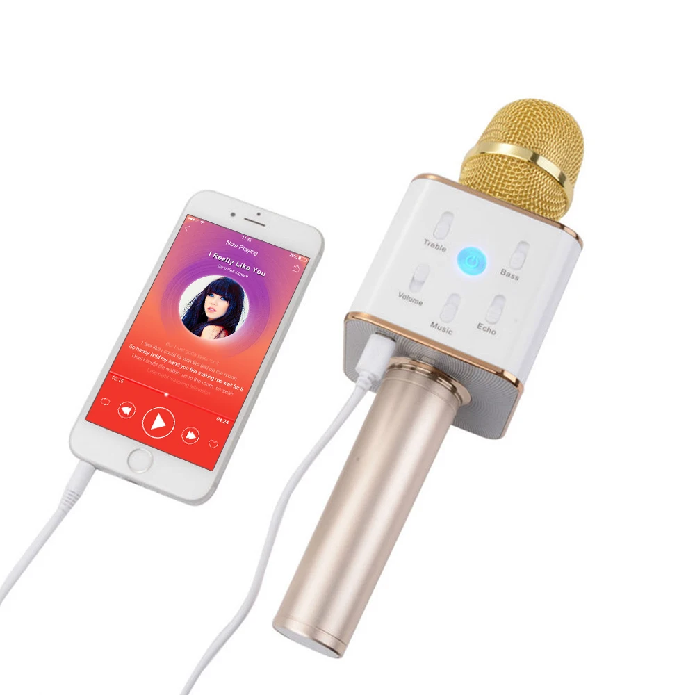 Новый микрофон для караоке Q9 беспроводной Bluetooth-микрофон динамик ручной USB-плеер