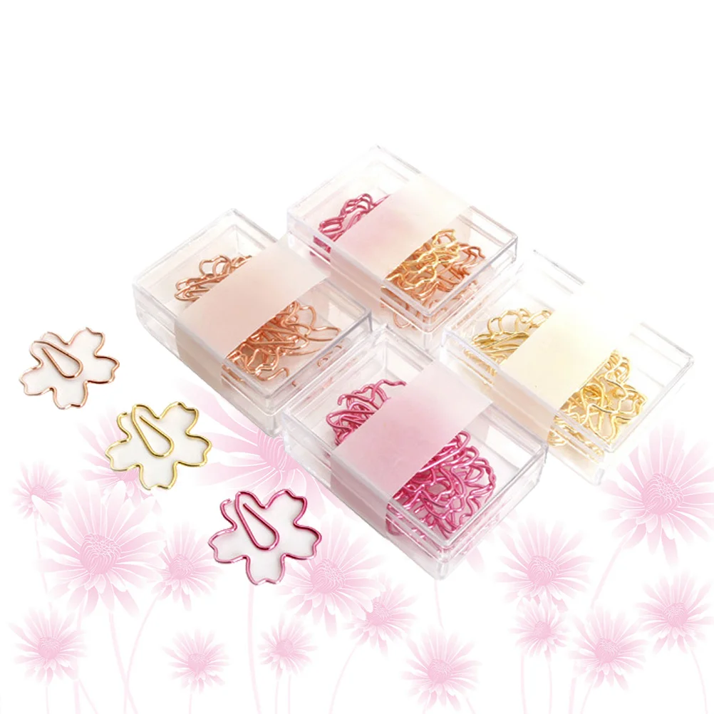 

12PCS Per Set Sakura Shape Paper Clip Creative Colorful Paper Clip Set Mixed Color