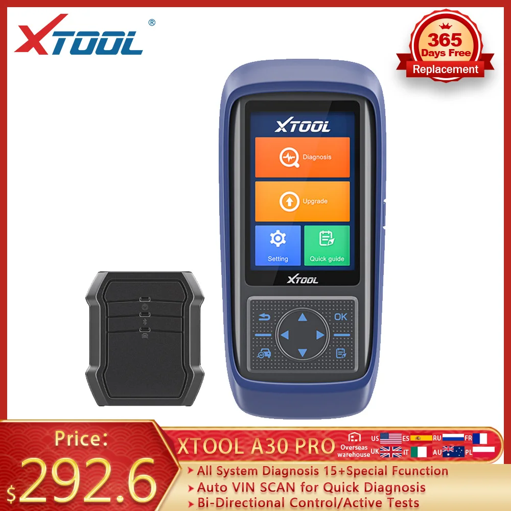XTOOL A30PRO OBD2 диагностический инструмент для автомобиля считывающий код сканер с 15 + специальная функция Двунаправленного управления/активные...
XTOOL A30PRO OBD2 диагностический инструмент для автомобиля считывающий код сканер с 15 + специальная функция Двунаправленного управления/активные...