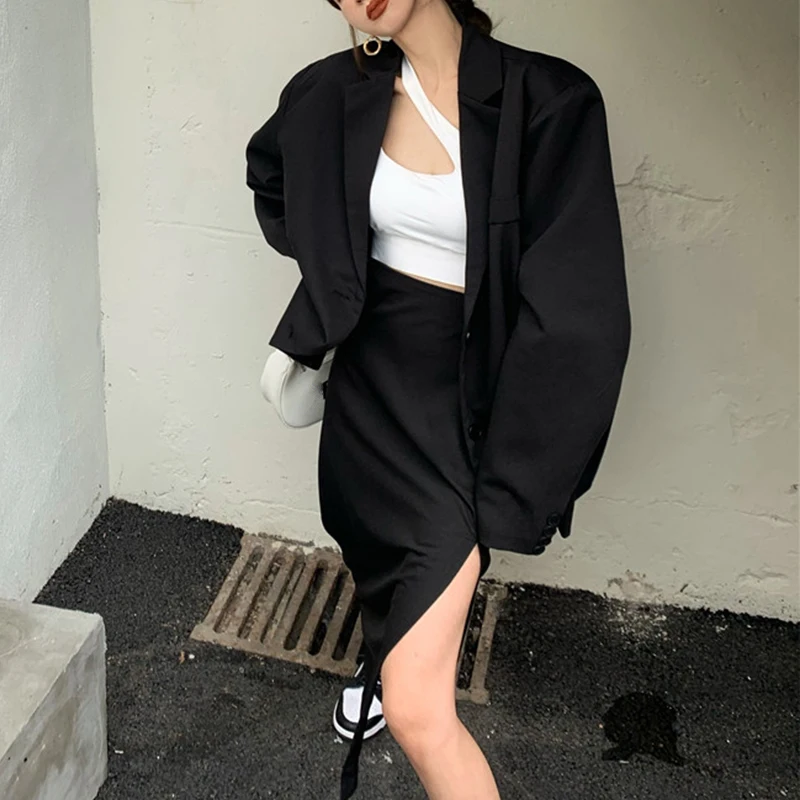Women Vintage Casual Blazer Jackets Oversized Loose Thin Suit Coat+Split Midi Skirt Outfits 2021 Spring Office Business Clothes
Women Vintage Casual Blazer Jackets Oversized Loose Thin Suit Coat+Split Midi Skirt Outfits 2021 Spring Office Business Clothes