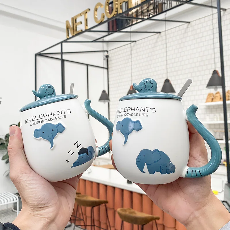 Kawaii Cute Animal Elephant Ceramics Mug Cup 450ml With Lid Spoon Milk Coffee Tea Handle Cup Novelty Gifts Home Kitchen Office 
Kawaii Cute Animal Elephant Ceramics Mug Cup 450ml With Lid Spoon Milk Coffee Tea Handle Cup Novelty Gifts Home Kitchen Office