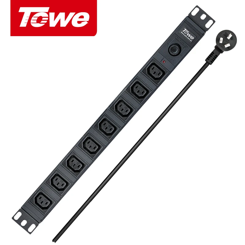 Блок распределения питания TOWE PDUs 19 дюймов EN10/I812P 10A 8 каналов IEC320 C13 с защитой от