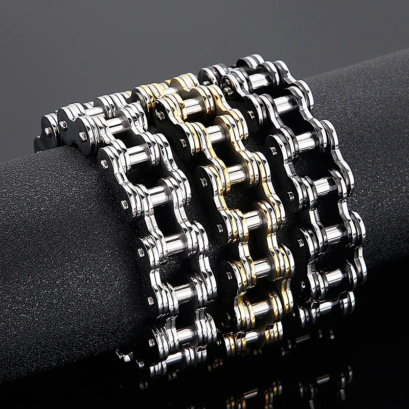 New Creative Bicycle Chain Popular Jewelry Gold Stainless Steel Men's Charm Bracelet, Personalized Rock Hip Hop Knight Bracelet
New Creative Bicycle Chain Popular Jewelry Gold Stainless Steel Men's Charm Bracelet, Personalized Rock Hip Hop Knight Bracelet