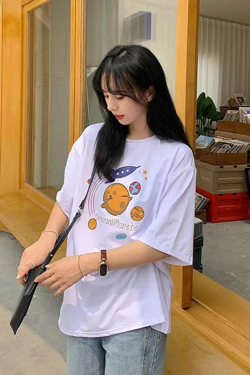 Houthion Loose Plus Size Women's T-shirt New Casual Top Fashion Short Sleeve T Shirt Cartoon Print O-neck Tshirt Summer
Houthion Loose Plus Size Women's T-shirt New Casual Top Fashion Short Sleeve T Shirt Cartoon Print O-neck Tshirt Summer