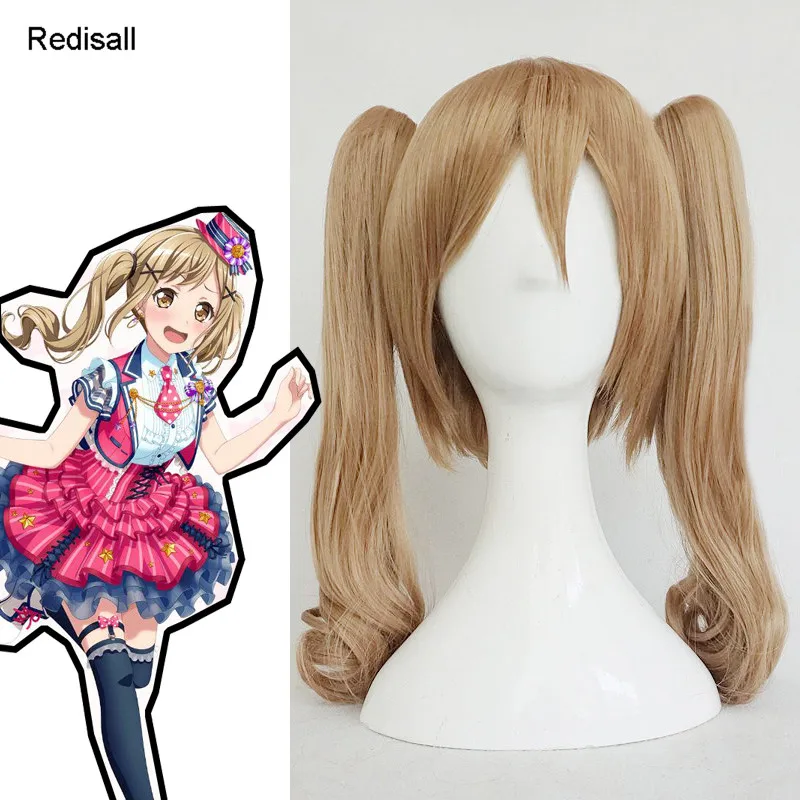 Аниме челка мечта! Парик Arisa Ichigaya Poppin'Party вьющиеся длинные понтейны