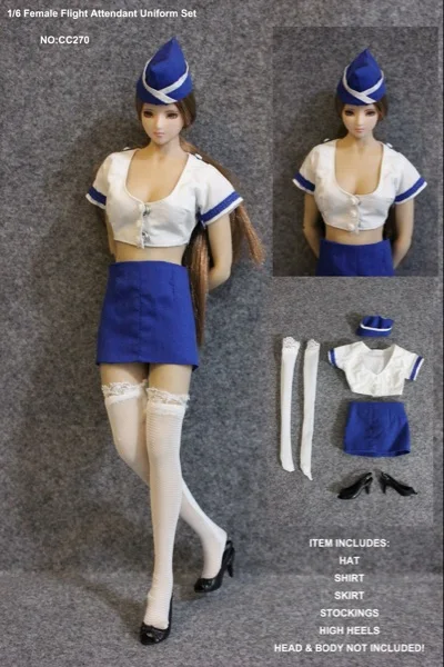 1:6 DOLLSFIGURE Female Blue Sexy Flight Attendant Suit Uniform for 12 Inches Action Figure Clothes
1:6 DOLLSFIGURE Female Blue Sexy Flight Attendant Suit Uniform for 12 Inches Action Figure Clothes