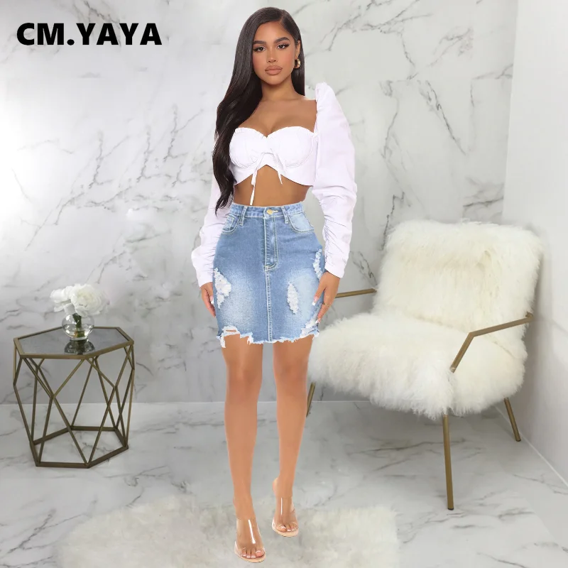 CM.YAYA Women Denim Skirts Solid Elastic Mid Waist Pockets Zipper Above Knee Length Skirt Female Sexy Fashion Casual Bottoms
CM.YAYA Women Denim Skirts Solid Elastic Mid Waist Pockets Zipper Above Knee Length Skirt Female Sexy Fashion Casual Bottoms