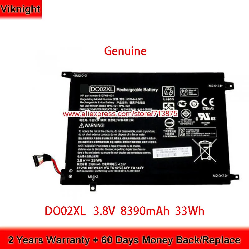 Натуральная DO02XL HSTNN-LB6Y Батарея для струйного принтера HP PAVILION X2 TPN-I121 810749-2C1 810985-005 3,8 V 8390 мА/ч, 33Wh
Натуральная DO02XL HSTNN-LB6Y Батарея для струйного принтера HP PAVILION X2 TPN-I121 810749-2C1 810985-005 3,8 V 8390 мА/ч, 33Wh