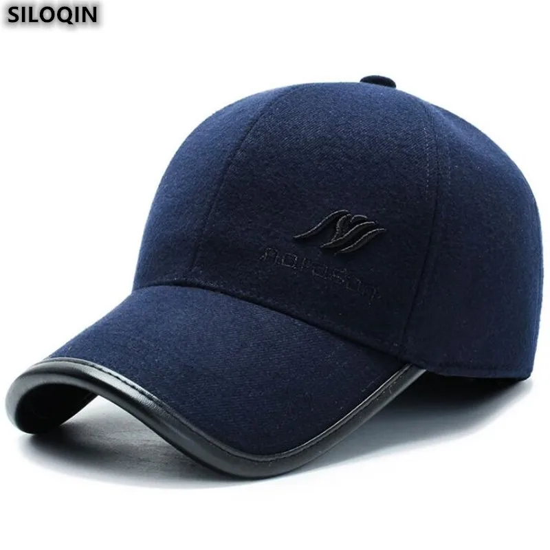 

Fashion New Autumn Winter Thermal Woolen Men's Baseball Cap Thick Ear Protectors Leisure Brands Hat Snapback Peaked Caps