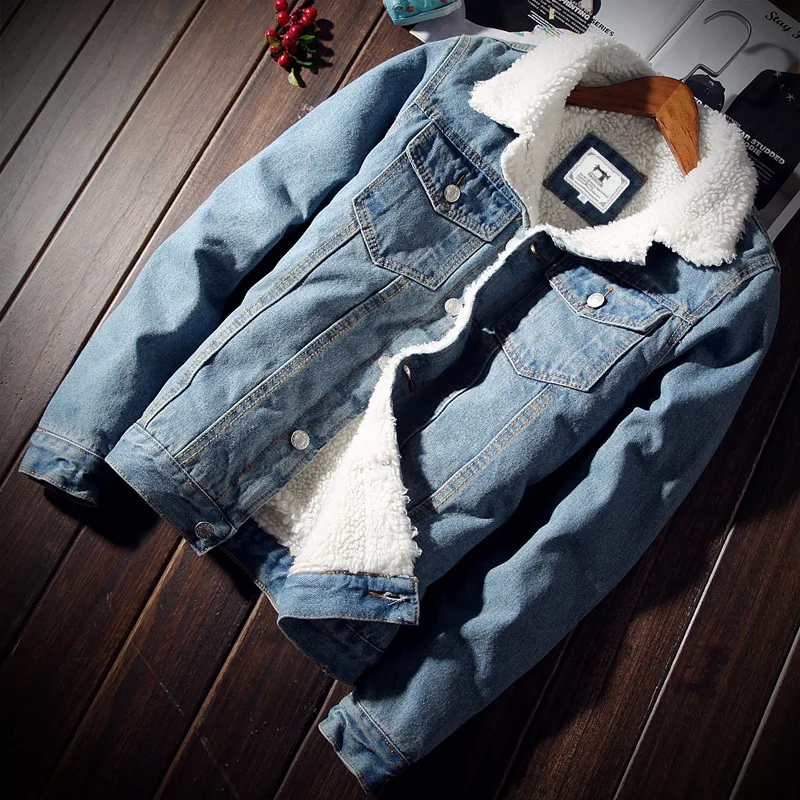 Winter plus velvet denim jacket men's slim thick jacket imitation lamb hair youth cotton padded jacket men's jacket autumn tide
Winter plus velvet denim jacket men's slim thick jacket imitation lamb hair youth cotton padded jacket men's jacket autumn tide