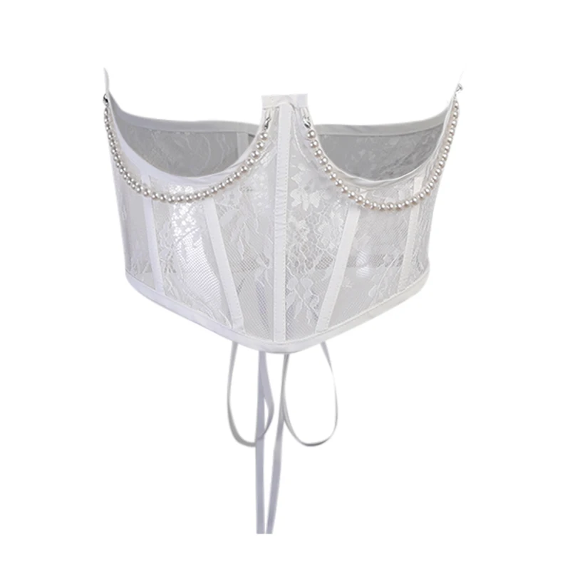 Beyouare Women Lace up Wide Belt Pearl Chain Straps Mesh Fitted Waist Accessories Stretchy Belt Lace Bandage Striped Corset 2021
Beyouare Women Lace up Wide Belt Pearl Chain Straps Mesh Fitted Waist Accessories Stretchy Belt Lace Bandage Striped Corset 2021