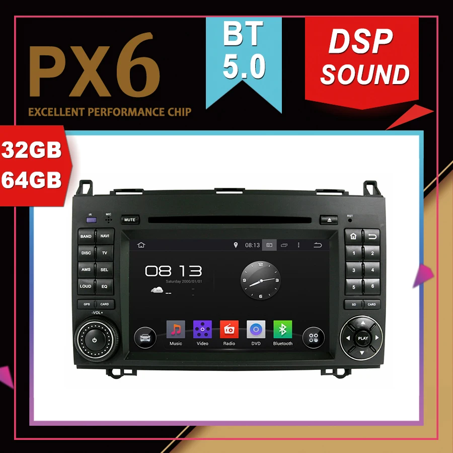 Автомобильный мультимедийный GPS PX6 с отличной производительностью Android 9 0 для Benz A