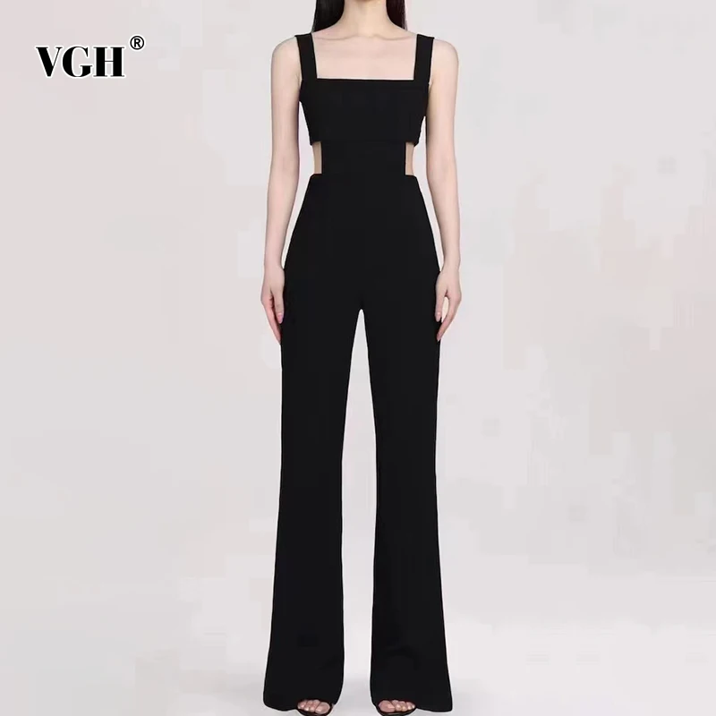 VGH Casual Black Hollow Out Backless Jumpsuit For Women Square Collar Sleeveless High Waist Full Length Jumpsuits Female Stylish
VGH Casual Black Hollow Out Backless Jumpsuit For Women Square Collar Sleeveless High Waist Full Length Jumpsuits Female Stylish