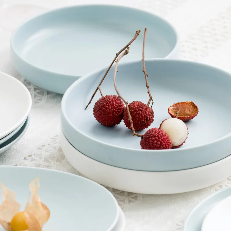 Nordic Brief Blue White Round Matte Ceramic Dinner Plate Solid Porcelain Soup Plate Steak Dessert Dish Tray Steaming Fish Plate
Nordic Brief Blue White Round Matte Ceramic Dinner Plate Solid Porcelain Soup Plate Steak Dessert Dish Tray Steaming Fish Plate
