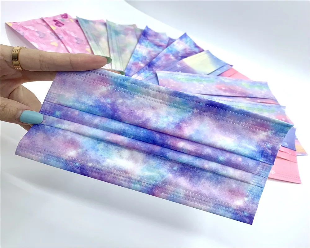 50pcs tie-dye printing design adult disposable star heart-shaped mascara mask 3-layer filter comfortable breathable fashion mask
50pcs tie-dye printing design adult disposable star heart-shaped mascara mask 3-layer filter comfortable breathable fashion mask