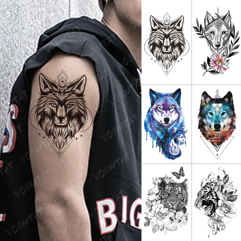 Waterproof Temporary Tattoo Sticker Lion Wolf Flash Tattoo Tiger Flowers Fox Body Art Arm Water Transfer Fake Tattoo Women Men
Waterproof Temporary Tattoo Sticker Lion Wolf Flash Tattoo Tiger Flowers Fox Body Art Arm Water Transfer Fake Tattoo Women Men