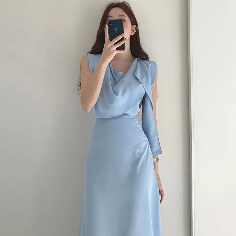 Adora Female Tops and Longuette Outfits Ribbon Design Loose Sleeveless Top Skinny Straight Dress Slim Women's Long Skirt Sets
Adora Female Tops and Longuette Outfits Ribbon Design Loose Sleeveless Top Skinny Straight Dress Slim Women's Long Skirt Sets