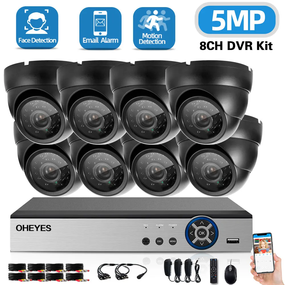 H.265 8Ch DVR CCTV Monitoring Security Camera System Kit 4CH 5MP AHD DVR Kit Face Detection Dome Camera Video Surveillance Set
H.265 8Ch DVR CCTV Monitoring Security Camera System Kit 4CH 5MP AHD DVR Kit Face Detection Dome Camera Video Surveillance Set