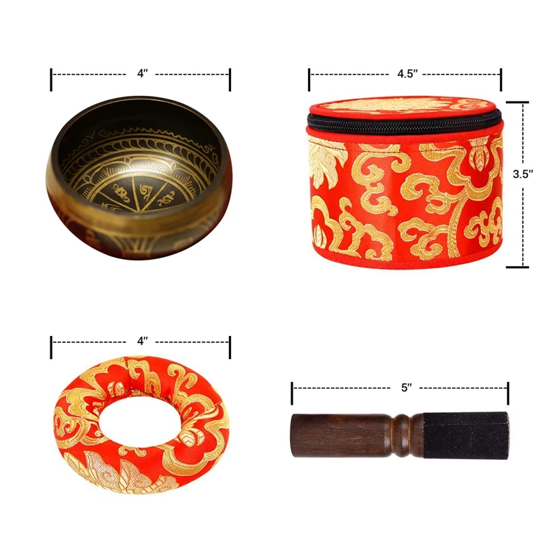 Tibetan Singing Bowls 4 Set with Dual End Striker&Cushion Handcrafted for Meditation Healing and Mindfulness
Tibetan Singing Bowls 4 Set with Dual End Striker&Cushion Handcrafted for Meditation Healing and Mindfulness