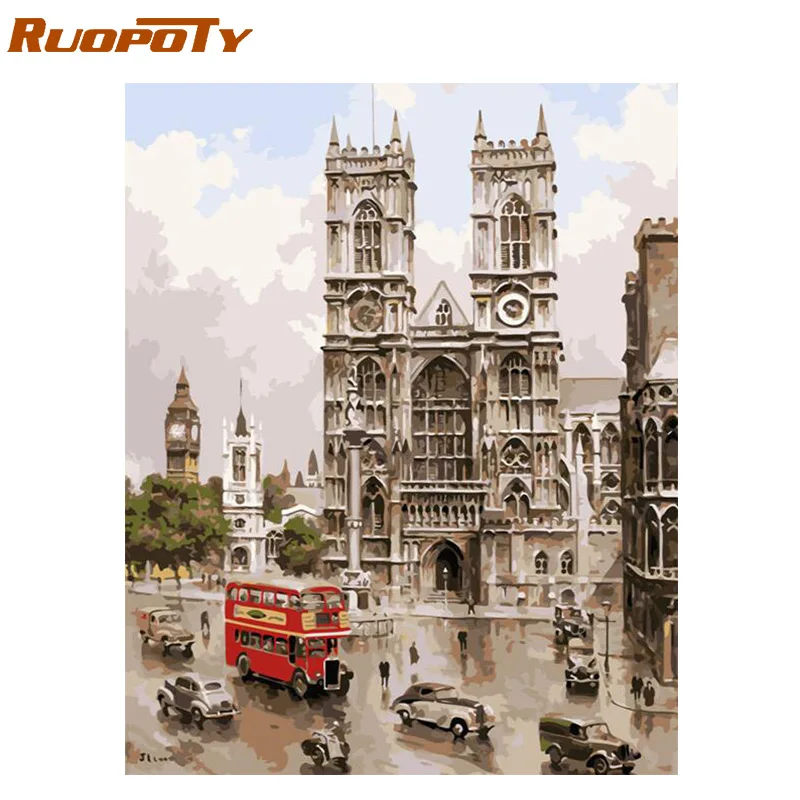 Ruopoty рамка Лебедь животные DIY картина по номерам Настенная акриловая холст для