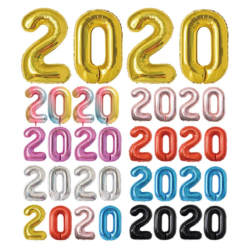 4 шт./лот 32 дюйма 2020 количество фольги шары золото серебро Радуга цифры воздушные