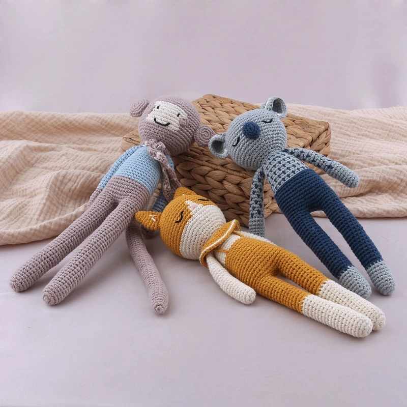 New Handmade Crochet Baby kawaii Bunny Plush Rabbit Dolls Newborn Sleeping Toy Rattle Christmas Gifts | Игрушки и хобби