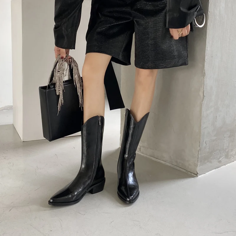 Donna-in 2021 New Retro British Style Western Boots for Women Genuine Leather Pointed Toe Block Heel Side Zipper Mid-Calf Boots
Donna-in 2021 New Retro British Style Western Boots for Women Genuine Leather Pointed Toe Block Heel Side Zipper Mid-Calf Boots
