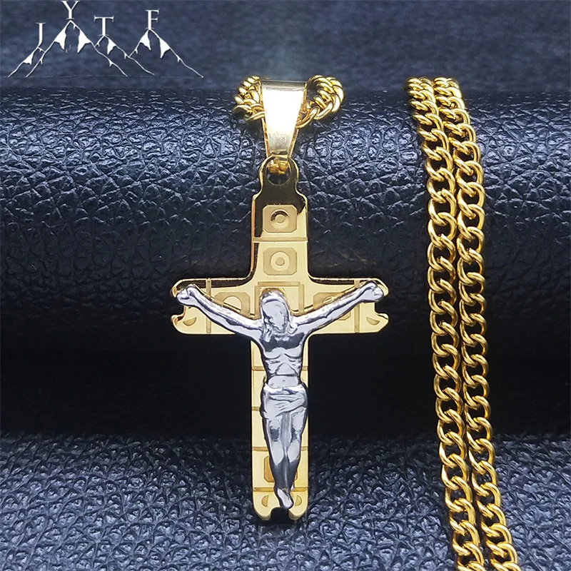Christian Cross Jesus Stainless Steel Necklace Gold Silver Color Faith Religion Long Necklace Charms Jewelry bijoux NXH347S05
Christian Cross Jesus Stainless Steel Necklace Gold Silver Color Faith Religion Long Necklace Charms Jewelry bijoux NXH347S05