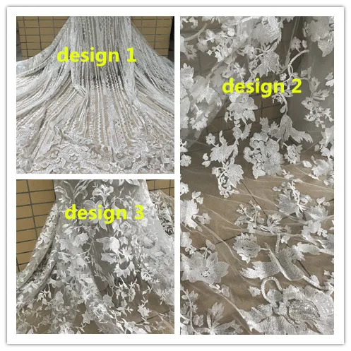 

Modern French net lace fabric J-308810 African embroidery tulle lace fabric for wedding dress