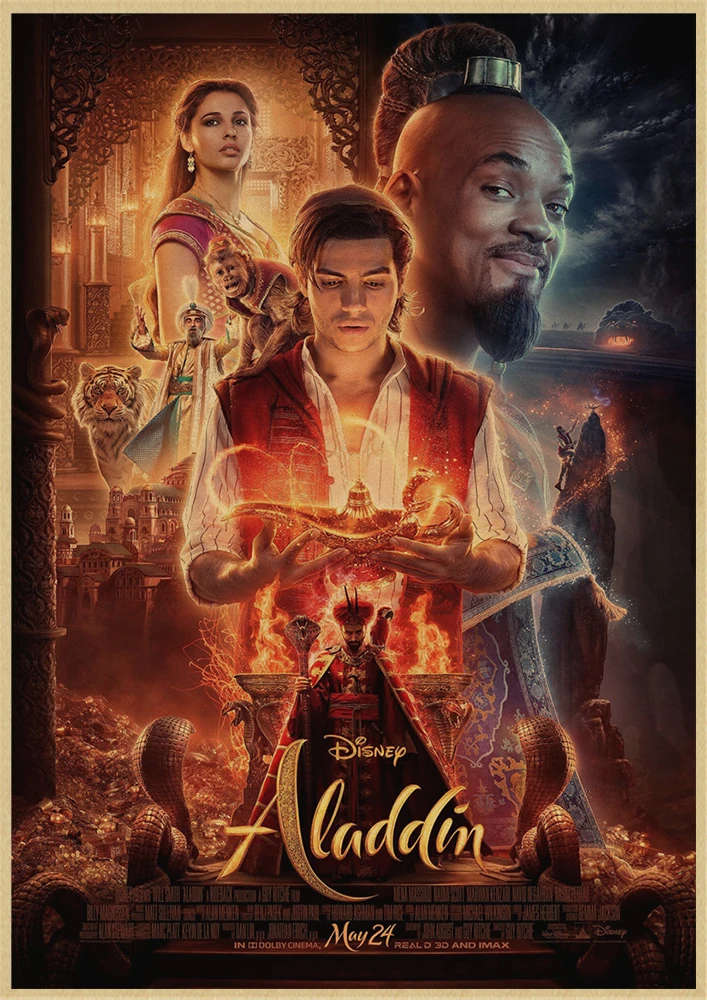 Aladdin крафт бумага Постер настенная Will Smith наклейка декор для спальни|Наклейки на