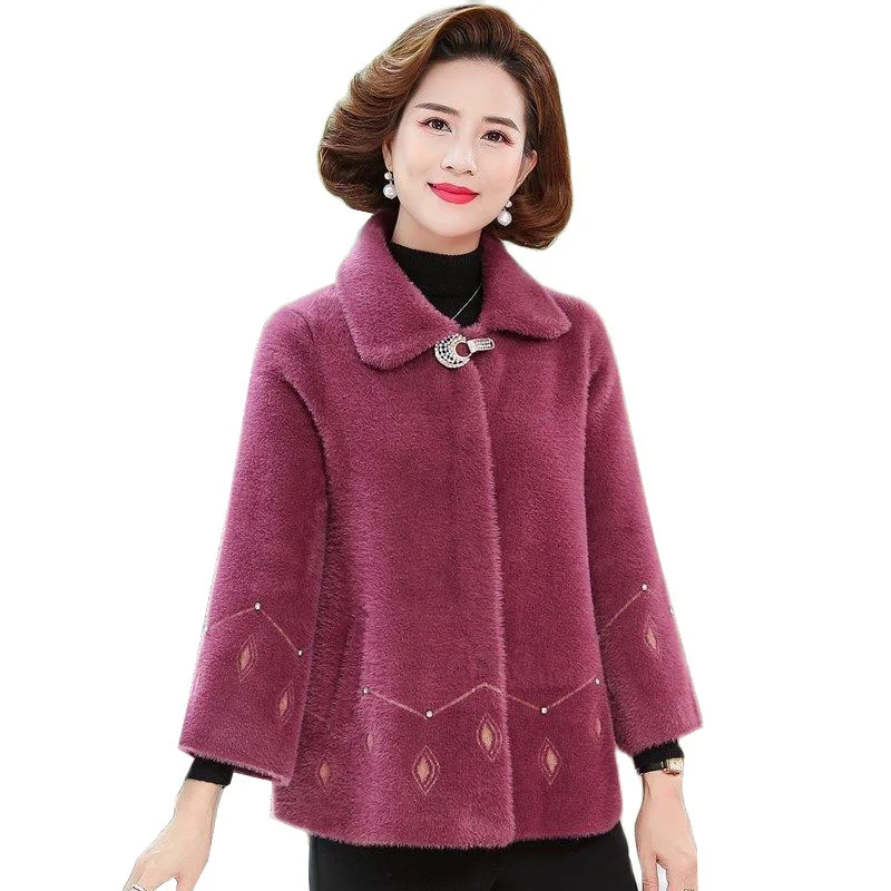 Middle-aged Autumn Winter New Women's Imitate Mink Fleece Coat Women Outerwear Short Mothers Clothes Women Woolen Coats Tops
Middle-aged Autumn Winter New Women's Imitate Mink Fleece Coat Women Outerwear Short Mothers Clothes Women Woolen Coats Tops