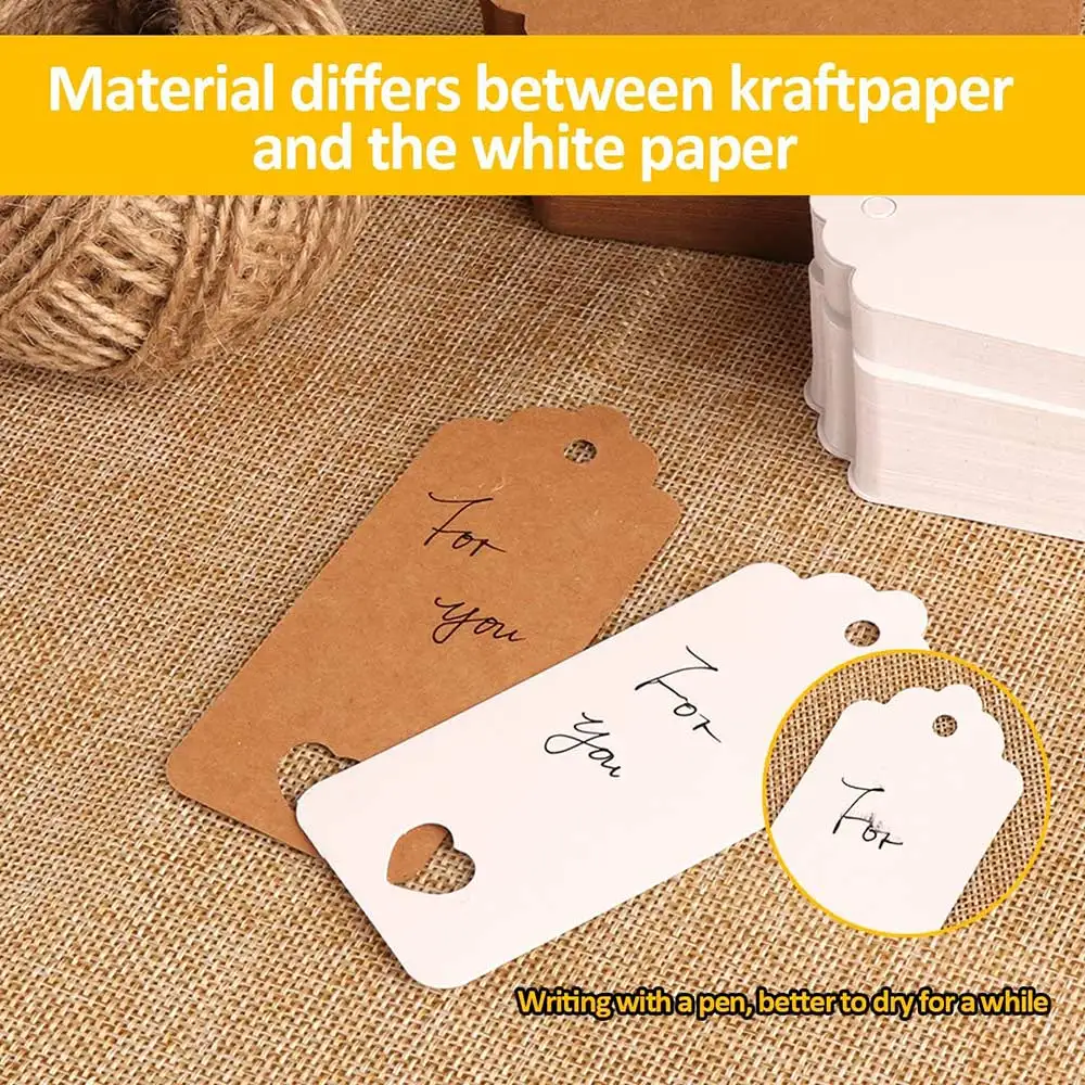 

200pcs/lot Packaging Tags Handmade Hang Tag Kraft Paper Tags Thank You Gift Tag Labels for DIY Wedding Party Gift Or Candy Tags