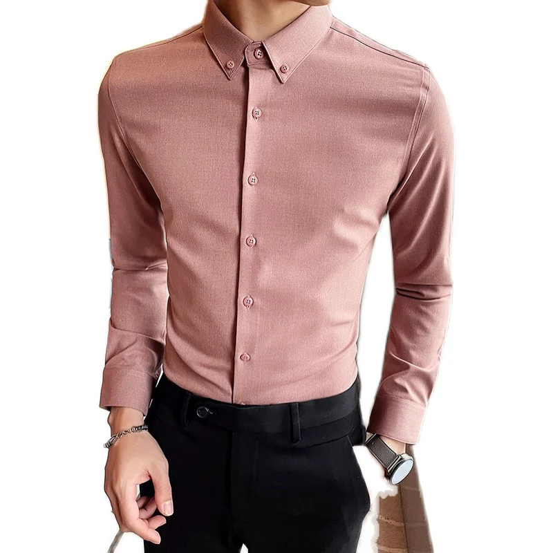 2021 Spring Men Shirts Solid Color Casual Business Dress Shirts Long Sleeve Slim Fit Wedding Clothes Streetwear Chemise Homme
2021 Spring Men Shirts Solid Color Casual Business Dress Shirts Long Sleeve Slim Fit Wedding Clothes Streetwear Chemise Homme