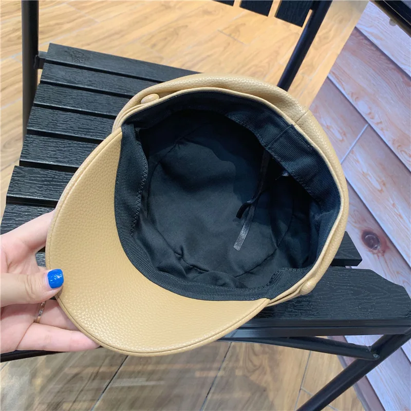 Japanese Autumn Winter Visors Women Soft Faux Leather PU Hats Solid Newsboy Navy Hat Fashion All Match Street Caps 56-58 cm
Japanese Autumn Winter Visors Women Soft Faux Leather PU Hats Solid Newsboy Navy Hat Fashion All Match Street Caps 56-58 cm