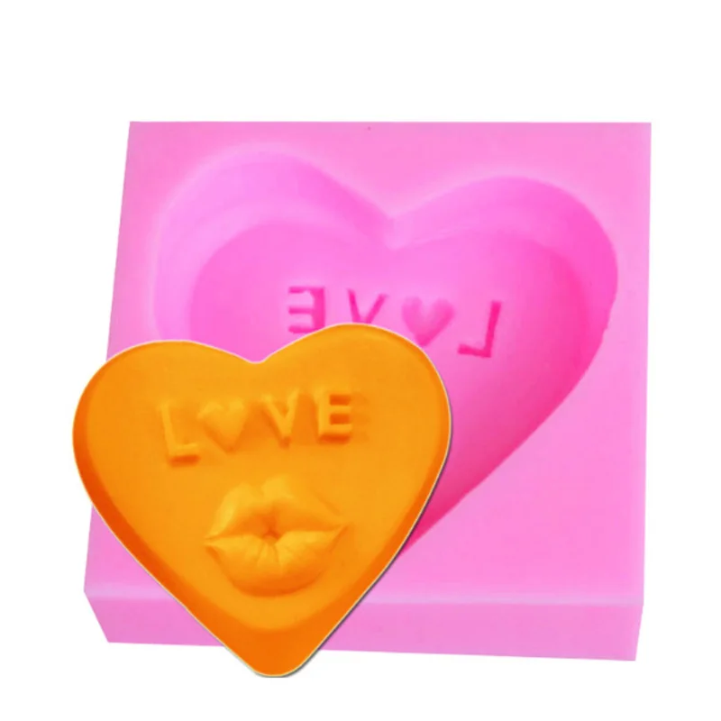 4 вида формы для свечей с надписью Love Hands Kiss форма мыла силиконовая выпечки на