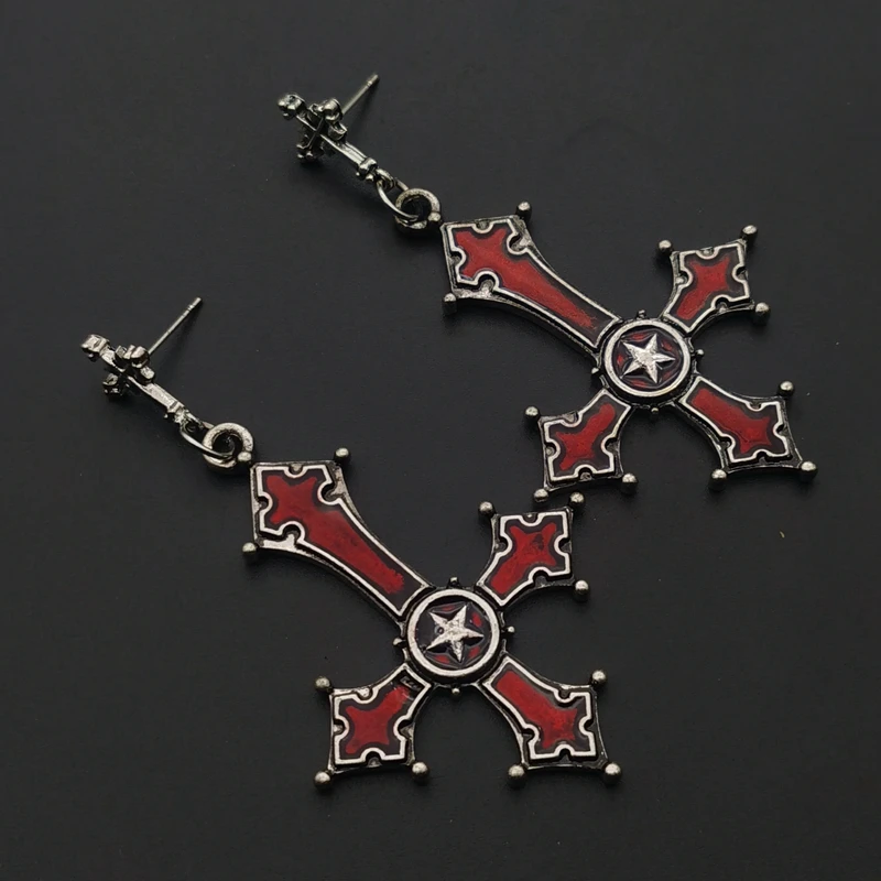 New cross Red Bloody Inverted Cross Pendant Earings Vintage Gothic Cross Pendant Earings Devil Lucifer Satan Satanic Jewelry
New cross Red Bloody Inverted Cross Pendant Earings Vintage Gothic Cross Pendant Earings Devil Lucifer Satan Satanic Jewelry