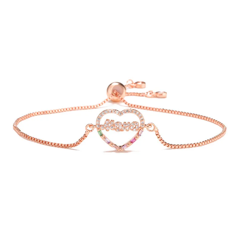MAMA Bracelet AAA Zircon Heart Copper Chain Plating Mom Fashion Charm Adjustable Bracelet For Mother's Day Gift
MAMA Bracelet AAA Zircon Heart Copper Chain Plating Mom Fashion Charm Adjustable Bracelet For Mother's Day Gift