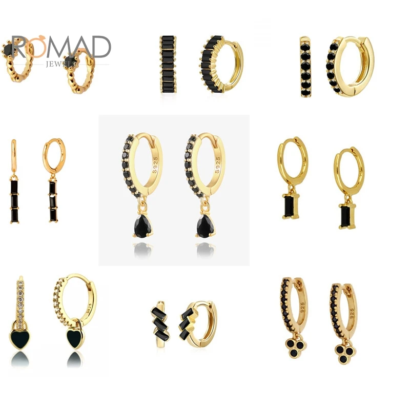 ROMAD Gold Black Crystal Charming Hoops Earrings For Women 2022 Trend Huggie Earrings Prevent Allergy Fashion Jewelry
ROMAD Gold Black Crystal Charming Hoops Earrings For Women 2022 Trend Huggie Earrings Prevent Allergy Fashion Jewelry